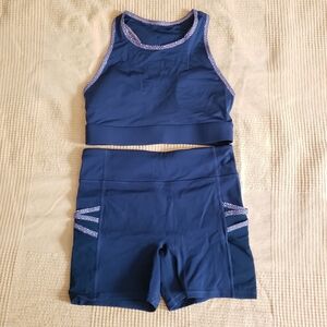 Fabletics Black Sports Bra and Shorts Set